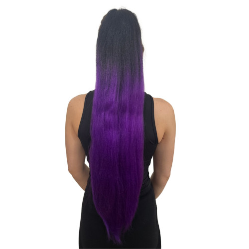 Prodlužování vlasů a účesy - Cop, culík k nasazeni 70 cm, kanekalon - ombre černá - fialová