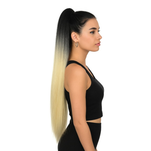 Prodlužování vlasů a účesy - Cop, culík k nasazeni 70 cm, kanekalon - ombre černá - blond