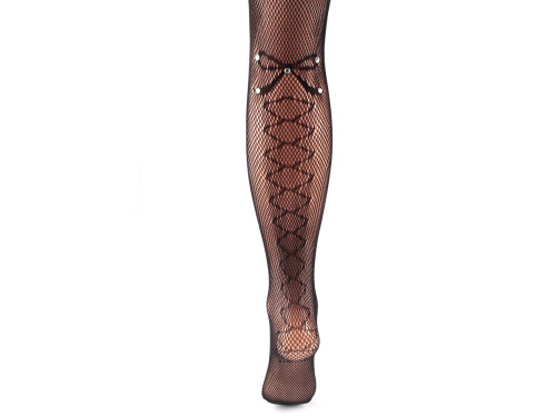 Dámská móda a doplňky - Dámské punčocháče s mašličkou - černé