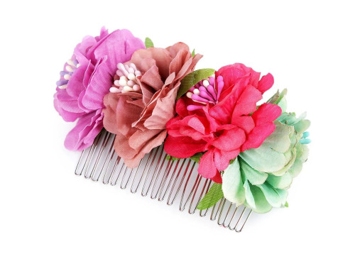 Prodlužování vlasů a účesy - Kovový hřeben do vlasů s květy