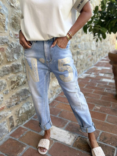 IMPORT - Dámské jeans N5 s krajkou