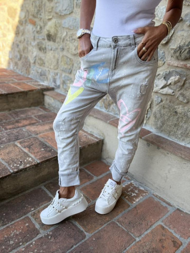IMPORT - Dámské jeans baggy světle šedé Hart