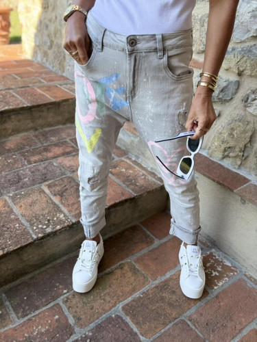 IMPORT - Dámské jeans baggy světle šedé Hart