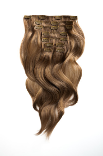 IMPORT - Clip in 9- dílná sada STŘEDNÍ BLOND POPELAVÁ 40cm, 90g