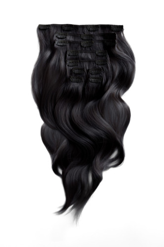 Prodlužování vlasů a účesy - Clip in 9- dílná sada  ČERNÁ 60  cm, 100 g