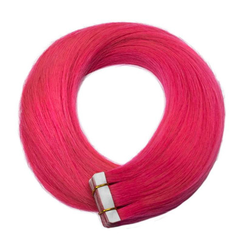 Prodlužování vlasů a účesy - TAPE IN vlasy Premium 60 cm – 20 pásků, 50 g, růžová, pravé indické vlasy