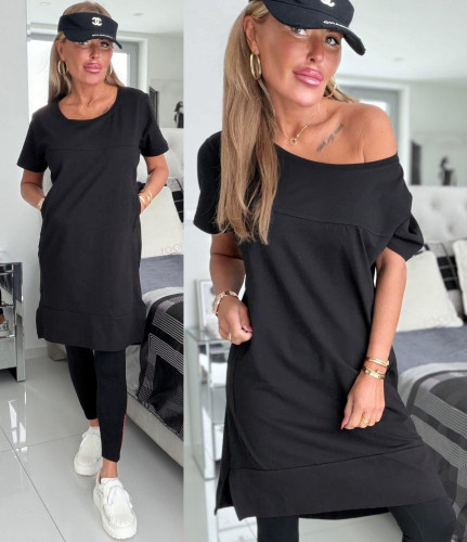 Dámská móda a doplňky - Super bavlněná šatovka - tunika Classic Rue Paris - černá