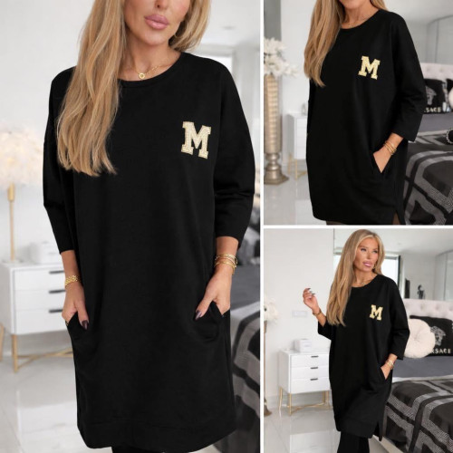 Dámská móda a doplňky - Dámská oversize šatovka s kapsami M - černá