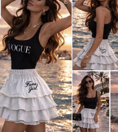 Dámská móda a doplňky - Trendy volánková sukýnka - světle šedá