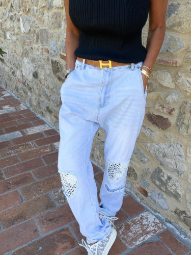 Dámská móda a doplňky - Dámské jeans s krajkou