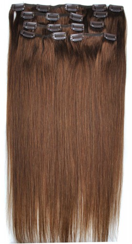Prodlužování vlasů a účesy - Clip in vlasy 51 cm lidské – Remy 100 g - odstín 4