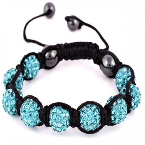 Dámská móda a doplňky - Shamballa náramek - krystal - tyrkysově modrý
