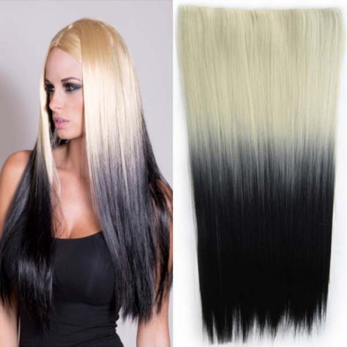 Prodlužování vlasů a účesy - Clip in vlasy - 60 cm dlouhý pás vlasů - ombre styl - odstín 613 T Black