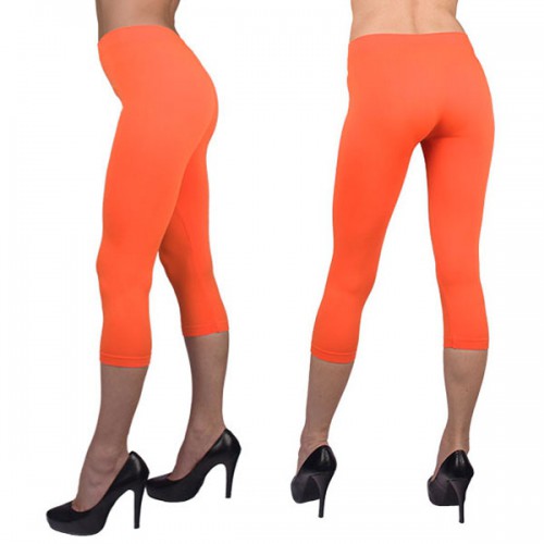 Dámská móda a doplňky - Dámské 3/4 legíny neon - oranžové