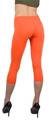 Dámská móda a doplňky - Dámské 3/4 legíny neon - oranžové