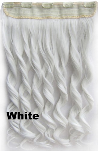 Prodlužování vlasů a účesy - Clip in pás vlasů - lokny 55 cm - odstín - bílý