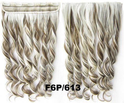 Prodlužování vlasů a účesy - Clip in pás vlasů - lokny 55 cm - odstín F6P/613