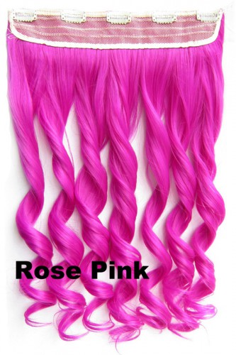 Prodlužování vlasů a účesy - Clip in pás vlasů - lokny 55 cm - odstín Rose Pink