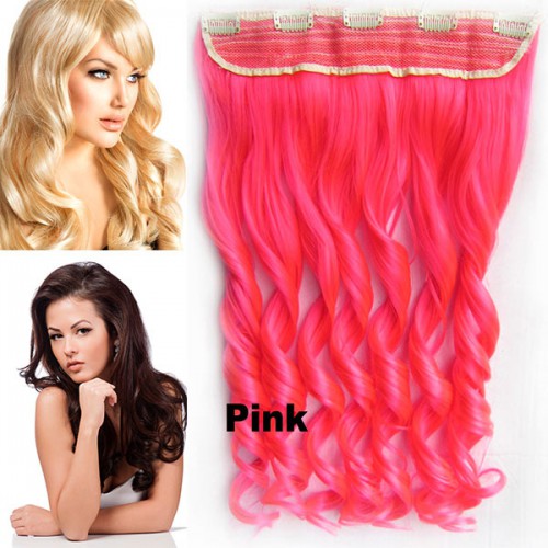 Prodlužování vlasů a účesy - Clip in pás vlasů - lokny 55 cm - odstín Pink