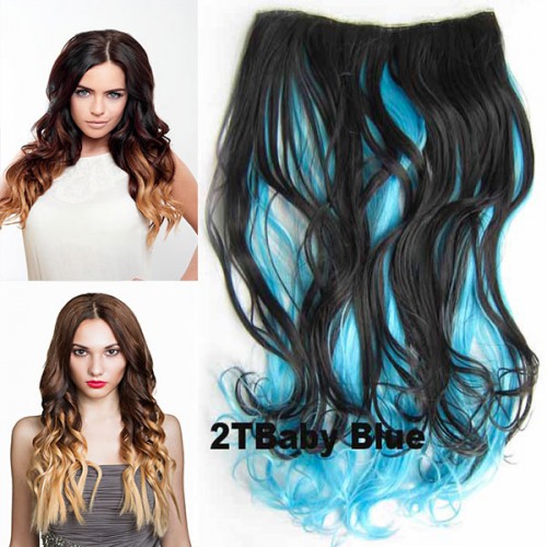 Prodlužování vlasů a účesy - Clip in pás - lokny - ombre - odstín 2 T Baby Blue