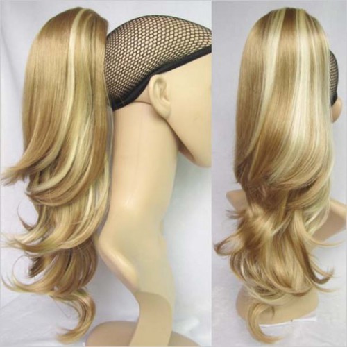 Prodlužování vlasů a účesy - Culík vlnitý na skřipci 55 cm - mix blond F27/613