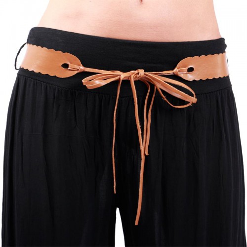 Dámská móda a doplňky - Černé, ležérní harémové kalhoty s hnědým páskem
