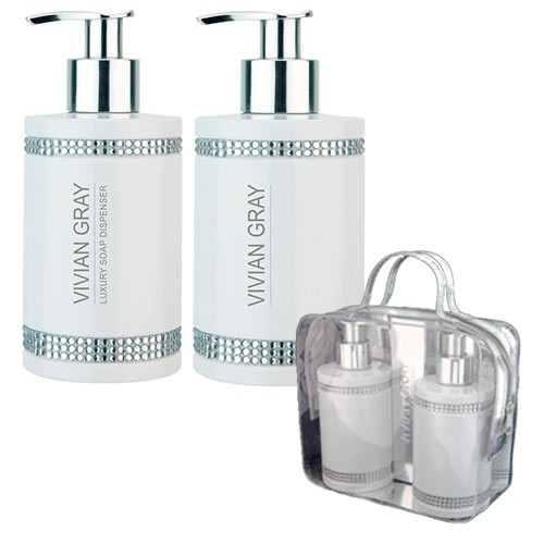 Kosmetika a zdraví - Dárková sada VIVIAN GRAY CRYSTALS WHITE - tekuté mýdlo + tělové mléko 250 ml