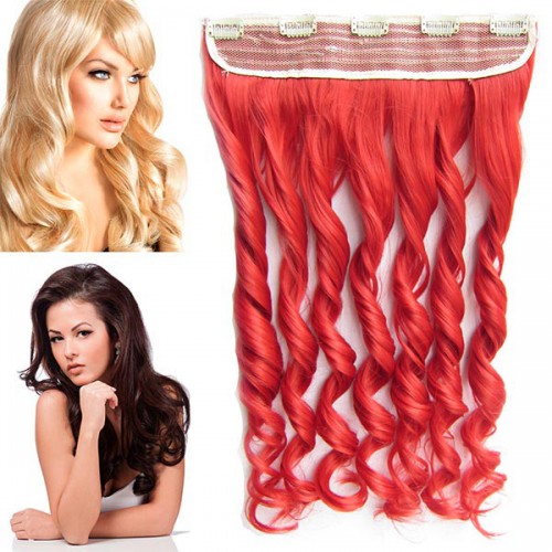Prodlužování vlasů a účesy - Clip in pás vlasů - lokny 55 cm - odstín RED