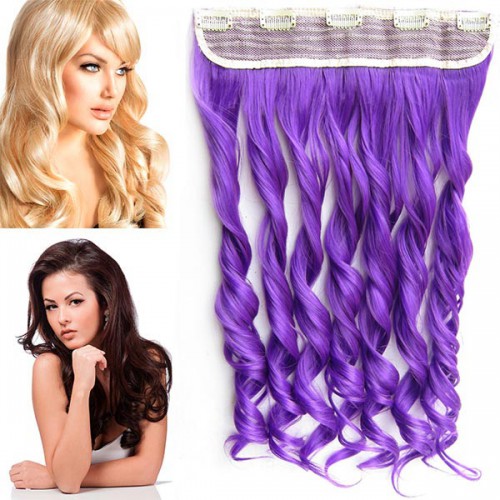 Prodlužování vlasů a účesy - Clip in pás vlasů - lokny 55 cm - odstín Purple