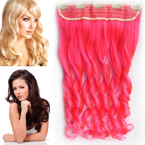 Prodlužování vlasů a účesy - Clip in pás vlasů - lokny 55 cm - odstín Pink