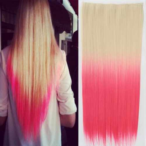Prodlužování vlasů a účesy - Clip in vlasy - 60 cm dlouhý pás vlasů - ombre styl - odstín 613 T Pink