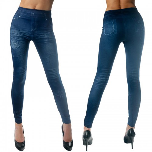 Dámská móda a doplňky - Dámské legínové kalhoty - imitace džínů sweet - modrá barva