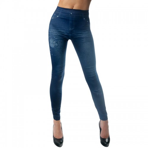Dámská móda a doplňky - Dámské legínové kalhoty - imitace džínů sweet - modrá barva