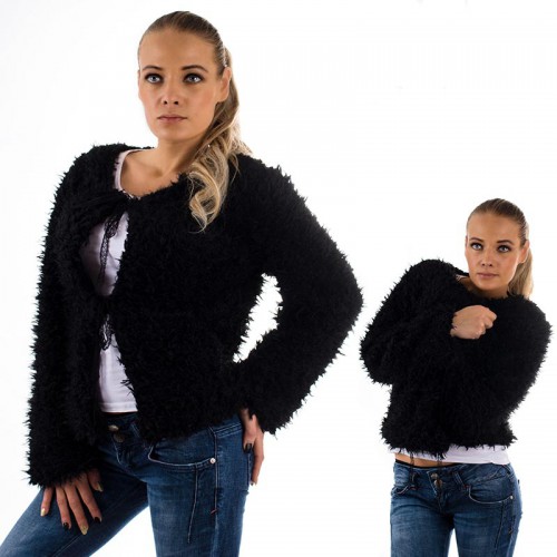 Dámská móda a doplňky - Střapatá bolérková mikina - černá