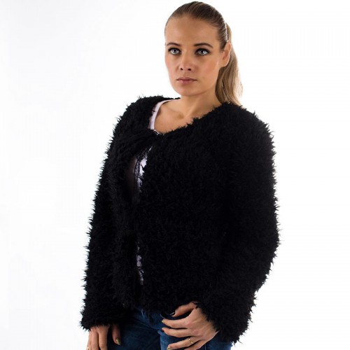 Dámská móda a doplňky - Střapatá bolérková mikina - černá