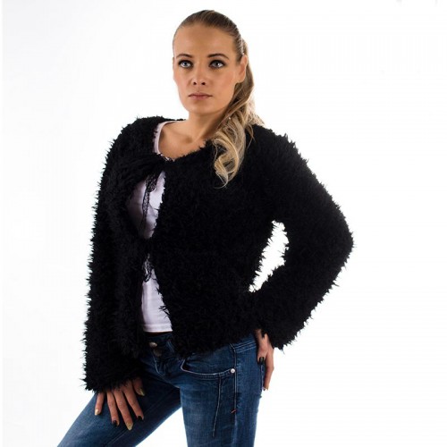 Dámská móda a doplňky - Střapatá bolérková mikina - černá