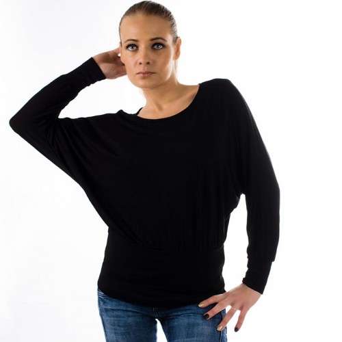 Dámská móda a doplňky - Stylová černá halenka s motýlími rukávy