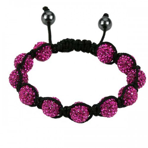 Dámská móda a doplňky - Shamballa náramek - krystal - fuchsia