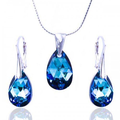 Dámská móda a doplňky - Souprava Swarovski elements – kapka - Bermuda Blue