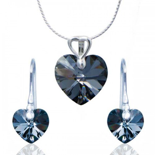 Dámská móda a doplňky - Souprava Swarovski elements – srdce - Silver Night