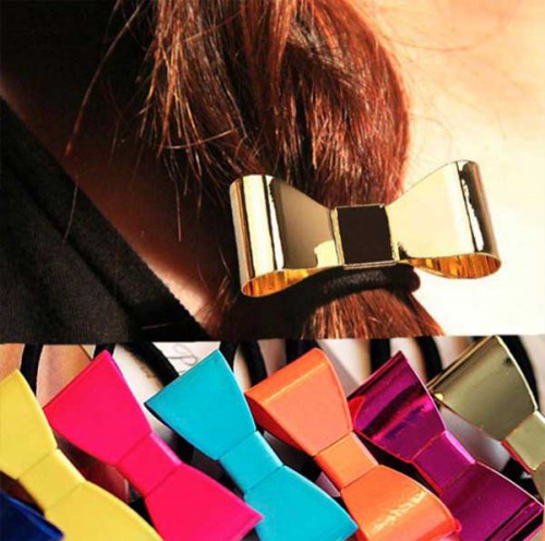 Prodlužování vlasů a účesy - Spona pro tvorbu copu kovová mašlička v MOCCA barvách