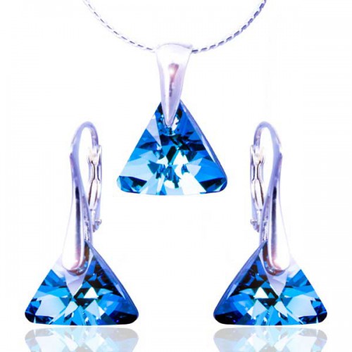 Dámská móda a doplňky - Souprava Swarovski elements – Triangle - Bermuda Blue