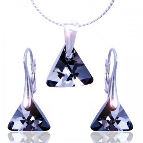 Dámská móda a doplňky - Souprava Swarovski elements – Triangle - Silver Night