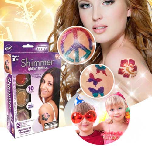 Kosmetika a zdraví - Dočasné barevné tetování Shimmer Glitter Tattoos