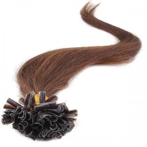 Prodlužování vlasů a účesy - Vlasy keratin kvalita Remy AAA 51 cm, 100 ks - odstín 4