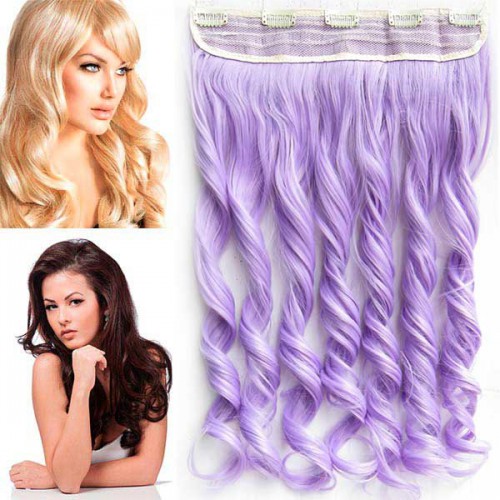 Prodlužování vlasů a účesy - Clip in pás vlasů - lokny 55 cm - odstín Light Purple