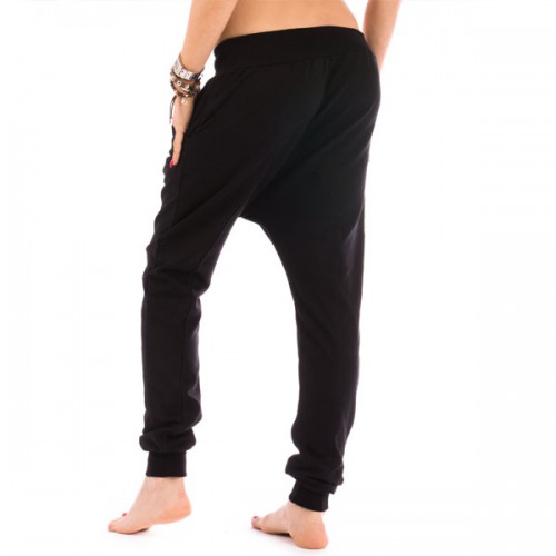 Dámská móda a doplňky - Teplákové haremky se šikmými stříbrnými knoflíky