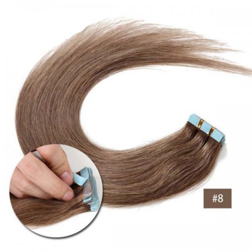 Prodlužování vlasů a účesy - Vlasy k prodloužení TAPE IN - délka 40 cm, odstín 8