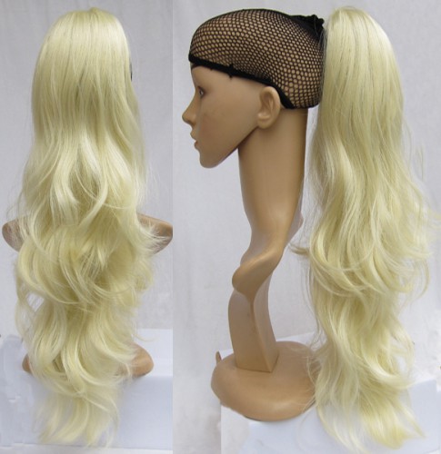 Prodlužování vlasů a účesy - Cop, culík zvlněný 50 cm na skřipci - blond 613