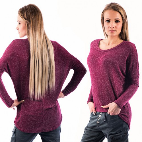 Dámská móda a doplňky - Lehký vínový top s glitry – BRIGHT